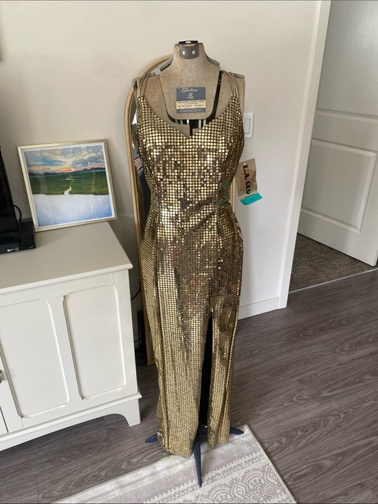 Vintage Dresses & Skirts - Vintage 1980s Deadstock LA Glo Gold Sequin Dress